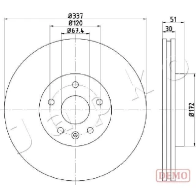 Billede af JAPKO Bremseskive VOLVO: V70 3, V60 I, XC70 II Stationcar bagaksel 11mm 5 fuldstændigt lakeret 610323C 13579153,569081,13576781,30769059,31471746