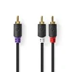 Billede af Subwoofer kabel RCA Hanstik 2x Guldplateret 3.00 m Runde 4.0 mm Anthracite Box
