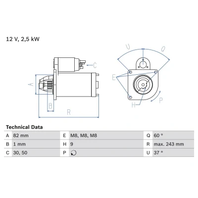 Billede af BOSCH 0 986 021 640 Starter 12 2,5 9 FIAT: Ducato II Ladvogn/Chassis