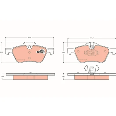 Billede af TRW COTEC GDB1476 Bremseklodser Forberedt til slidindikator MINI: Hatchback, Cabriolet