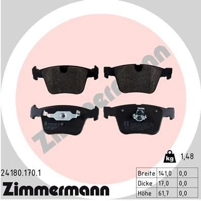 Billede af ZIMMERMANN 24180.170.1 Bremseklodser Forberedt til slidindikator Billede svarer leveringsomfang MERCEDES BENZ: ML klasse, R S klasse Sedan