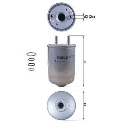 Billede af MAHLE ORIGINAL KL 752/5D Brændstoffilter Ledningsfilter 10 10,0 RENAULT: MEGANE 3 Grandtour, GRAND SCENIC 3,