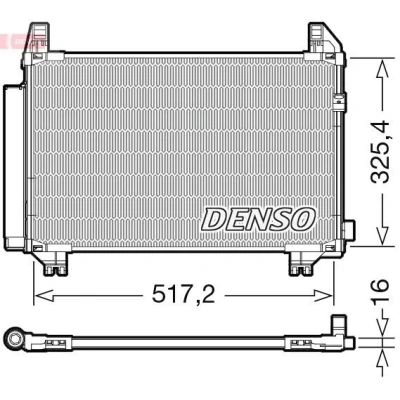 Billede af DENSO DCN50107 Kondensator med tørrer 498x325x16 R 134a TOYOTA: Yaris II Hatchback, Auris Hatchback