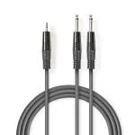 Billede af Stereo Audio kabel 2x 6.35 mm Hanstik 3.5 Nikkelplateret 5.00 m Runde Mørkegrå Kartonhylster