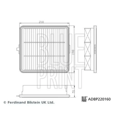 Billede af BLUE PRINT ADBP220160 Luftfilter 51mm 198mm 210mm Filterindsats