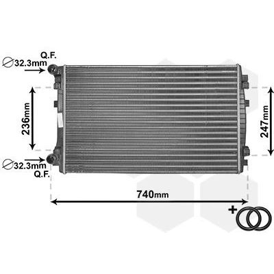 Billede af VAN WEZEL 58002338 Radiator Aluminium 650 400 25 *** IR PLUS med tilbehør, rør Mekanisk fuget køleripper VOLKSWAGEN: Golf 7, Touran II
