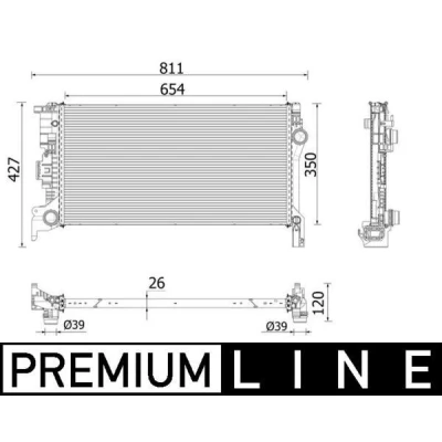 Billede af MAHLE ORIGINAL CR 2335 000P Radiator 616,0 170,0 80,0 Loddet køleripper