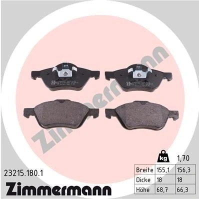 Billede af ZIMMERMANN 23215.180.1 Bremseklodser Billede svarer til leveringsomfang RENAULT: LAGUNA 3 Grandtour, 3, 2