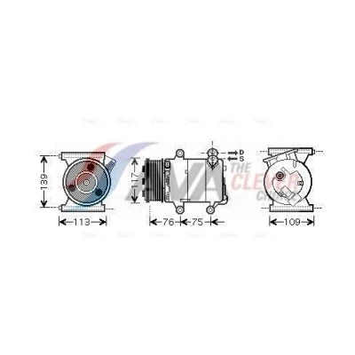 Billede af AVA COOLING SYSTEMS AUAK185 Kompressor VS16 12V PAG 46 R134a med kompressorolie, magnetkobling, uden diode FORD: MONDEO 4 Turnier, S Max Mk1
