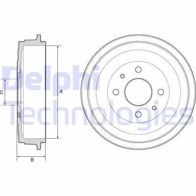 Billede af DELPHI BF528 Bremsetromler uden ABS sensorring, hjullejer 250 FIAT: Panda III Hatchback