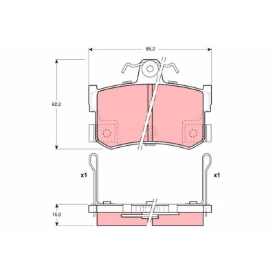 Billede af TRW GDB1169 Bremseklodser med akustisk advarsel for slid MG: MGF Cabriolet, MG TF Cabriolet