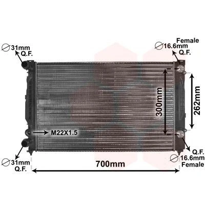 Billede af VAN WEZEL 03002122 Radiator Aluminium 630 400 32 med oliekøler Mekanisk fuget køleripper AUDI: A6 C5 Avant, A4 B5 Sedan, Sedan