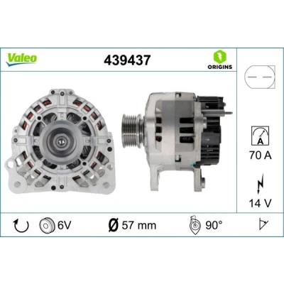 Billede af VALEO 439437 Generator 14V 70A VOLKSWAGEN: Golf 4, Lupo / 3L, Polo IV Hatchback, SKODA: Fabia 1 Combi, 2, Octavia II Hatchback