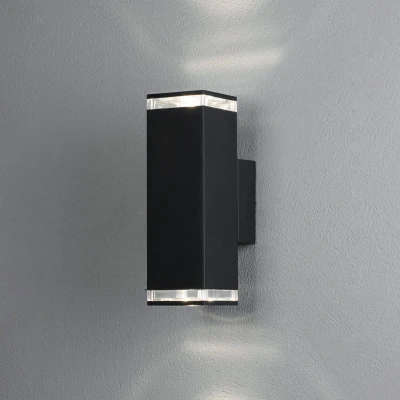 Billede af Udendørs væglampe Pollux, 23,5 cm, sort, aluminium, 2 lyskilder.
