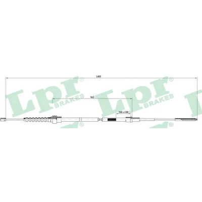 Billede af LPR C0951B Håndbremsekabel 1505/975 Skivebremse VOLKSWAGEN: Lupo / 3L