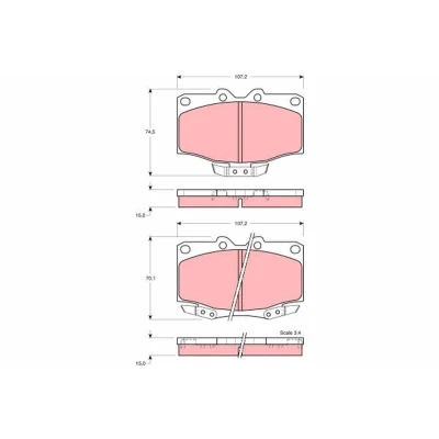 Billede af TRW GDB1133 Bremseklodser med akustisk advarsel for slid TOYOTA: Land Cruiser Prado 70 SUV