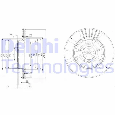 Billede af DELPHI BG3527C Bremseskiver 300 22 5 ventileret coatet ubehandlet uden hjullejer, ABS sensorring BMW: 3 Sedan, Touring, Coupe
