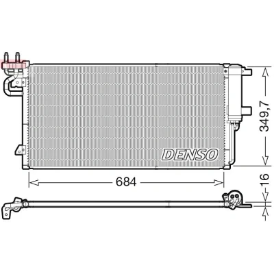 Billede af DENSO DCN10045 Kondensator med tørrer R 134a FORD: C Max 2, FOCUS 3 Turnier