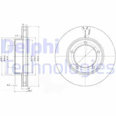 Billede af DELPHI BG3558 Bremseskiver 312 32 5 ventileret olieret ubehandlet uden hjullejer, ABS sensorring TOYOTA: Land Cruiser 100, Prado 90