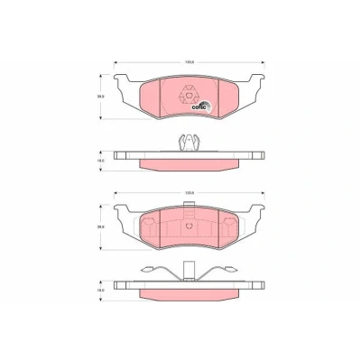 Billede af TRW COTEC GDB4119 Bremseklodser Ikke forberedt til slidindikator CHRYSLER: PT Cruiser Stationcar, Sebring II Cabriolet