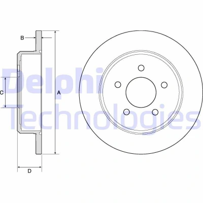 Billede af DELPHI BG3739 Bremseskiver 290 12 5 fuldstændigt olieret ubehandlet uden hjullejer, ABS sensorring CHRYSLER: Voyager 4, / Grand 3