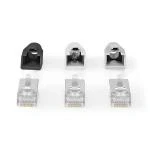 Billede af RJ45 stik Pass Through Fast/strenget FTP CAT6a Lige Guldplateret 10 stk. PVC Grå Box