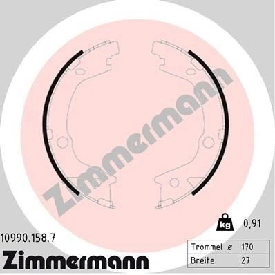 Billede af ZIMMERMANN 10990.158.7 Håndbremseklodser Billede svarer til leveringsomfang KIA: Sportage III, HYUNDAI: Matrix