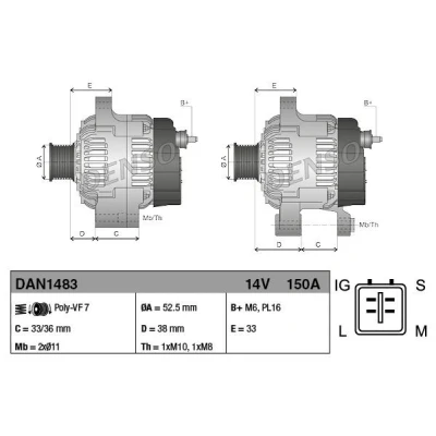 Billede af DENSO DAN1483 Generator 14V 150A LEXUS: GS III