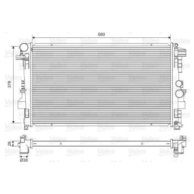 Billede af VALEO 734887 Radiator Aluminium 378 680 26 uden kølemiddelregulering Loddet køleripper