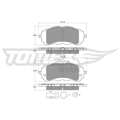 Billede af TOMEX brakes TX 18 38 Bremseklodser foraksel Ikke forberedt til slidindikator med bremsecaliperskruer tilbehør PEUGEOT: 308 SW 2, II Hatchback
