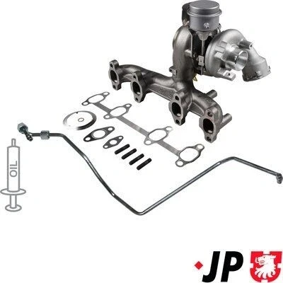 Billede af JP GROUP 1117800710 Turbolader inkl. pakningssæt, med olietilløbs slange VOLKSWAGEN: Touran I, Passat B6 Variant, Caddy 3