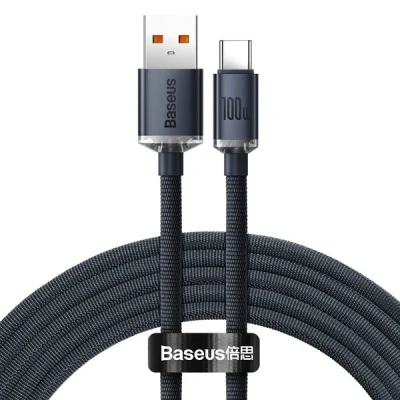 Billede af Baseus Crystal Shine hårdført vævet USB til C kabel 2m Sort