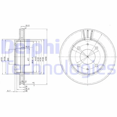 Billede af DELPHI BG3202 Bremseskiver 256 24 4 ventileret olieret ubehandlet uden hjullejer, ABS sensorring MITSUBISHI: GALANT 6, 5 Stufenheck