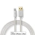 Billede af USB kabel 2.0 Apple Lightning 8 pin A han 480 Mbps 12 W Guldplateret 2.00 m Runde Flettet / Nylon Aluminium Cover Window Box