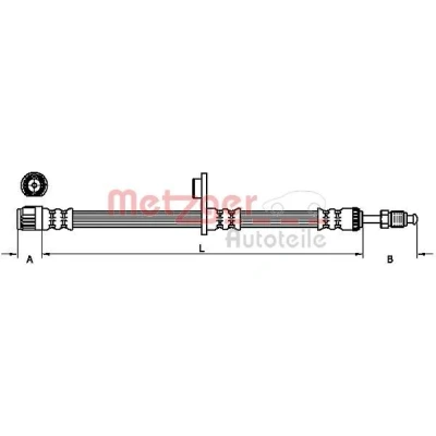 Billede af METZGER 4110226 Bremseslange 481 PEUGEOT: 207 Hatchback, SW, 2008 Stationcar, CITROËN: C3 Picasso