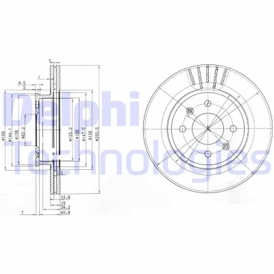 Billede af DELPHI BG3934 Bremseskiver 256 19 4 ventileret olieret ubehandlet uden hjullejer, ABS sensorring HYUNDAI: Getz