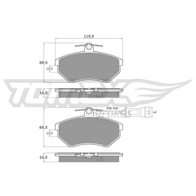 Billede af TOMEX brakes TX 10 631 Bremseklodser foraksel Inkl. slidadvarselskontakt AUDI: 90 B3
