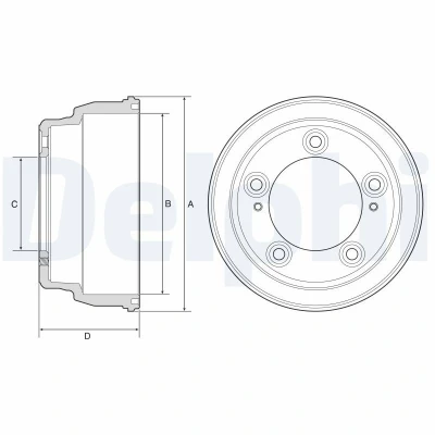 Billede af DELPHI BF645 Bremsetromler uden ABS sensorring, hjullejer, leje 259