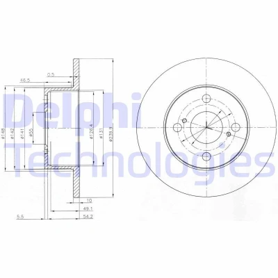 Billede af DELPHI BG4050 Bremseskiver 240 10 4 fuldstændigt olieret ubehandlet uden hjullejer, ABS sensorring TOYOTA: Corolla VIII Compact