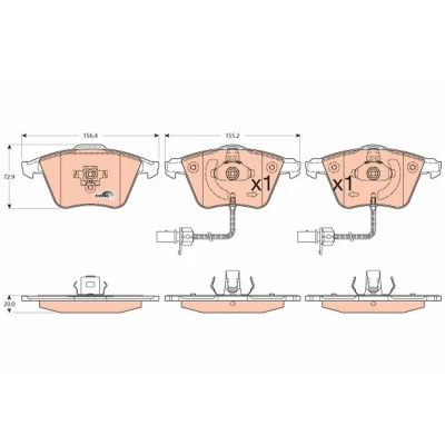 Billede af TRW COTEC GDB1554 Bremseklodser Inkl. slidadvarselskontakt AUDI: A6 C6 Avant, A4 B7 B6 Avant