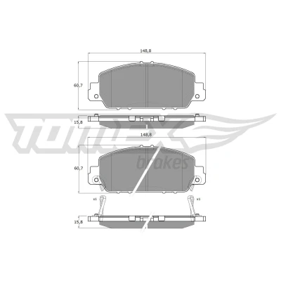 Billede af TOMEX brakes TX 19 98 Bremseklodser foraksel med akustisk advarsel for slid HONDA: HR V II, Accord 9 Limousine