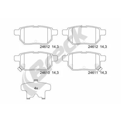 Billede af BRECK 24610 00 704 10 Bremseklodser med akustisk advarsel for slid TOYOTA: Yaris II Hatchback, Auris Corolla X Sedan