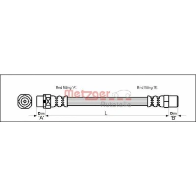 Billede af METZGER 4110053 Bremseslange 202 F10 x 1 BMW: 3 Coupe, Sedan