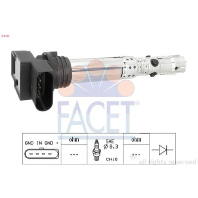 Billede af FACET 9.6331 Tændspole COIL ON PLUG SKODA: Fabia I Hatchback, 1 Combi, 2, VOLKSWAGEN: Polo IV Fox SEAT: Ibiza 3