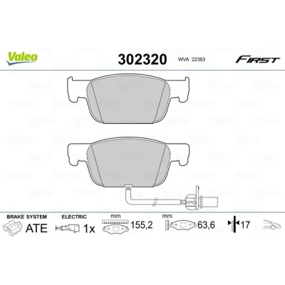 Billede af VALEO 302320 Bremseklodser foraksel Inkl. slidadvarselskontakt med anti knirke plade AUDI: A4 B9 Avant, Sedan, A5 Sportback