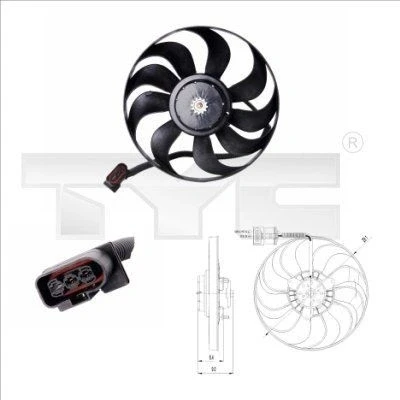 Billede af TYC 837 0022 Køleventilator 290 220 uden kølerventilatorramme (karm) VOLKSWAGEN: Golf 4, SKODA: Octavia 1 Combi, I Hatchback