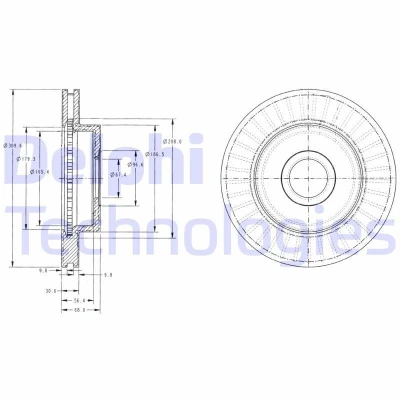 Billede af DELPHI BG3659 Bremseskiver 305 26 5 ventileret olieret ubehandlet uden hjullejer, ABS sensorring JEEP: GRAND CHEROKEE I, 2