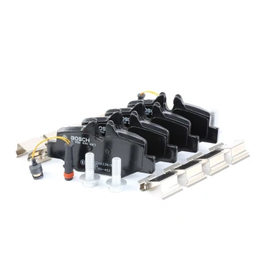 Billede af BOSCH 0 986 494 603 Bremseklodser Low Metallic Inkl. slidadvarselskontakt med monteringsvejledning, anti knirke plade, skruer