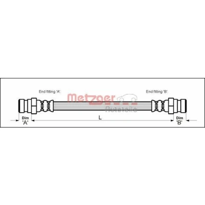 Billede af METZGER 4111682 Bremseslange 243 F10 x 1 VOLKSWAGEN: Beetle, TRANSPORTER 2 Pritsche/Fahrgestell, Kaefer Cabriolet