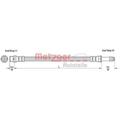 Billede af METZGER 4110280 Bremseslange 415 VOLKSWAGEN: Crafter 30 35 Bus